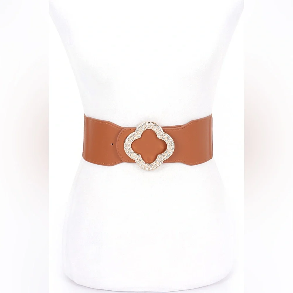 Vegan Leather Elastic Statement Belt